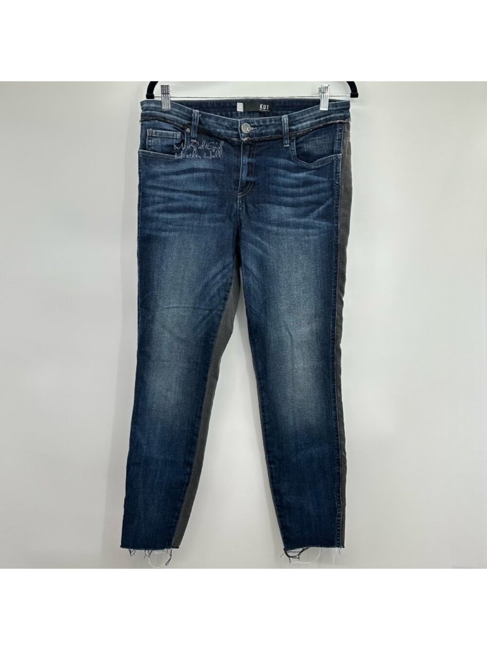 Kut from the Kloth Connie Ankle Skinny Jeans Two-Toned Raw Hem Size 10